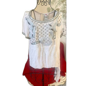 Yoana Baraschi Asymetrical Top with Beading and Embroidery Size Medium​​